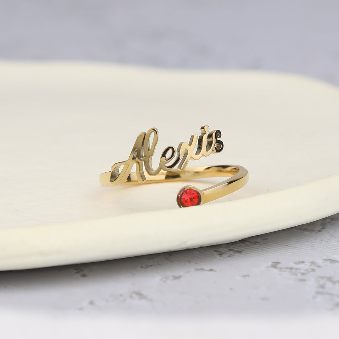 Custom Birthstone Name Ring