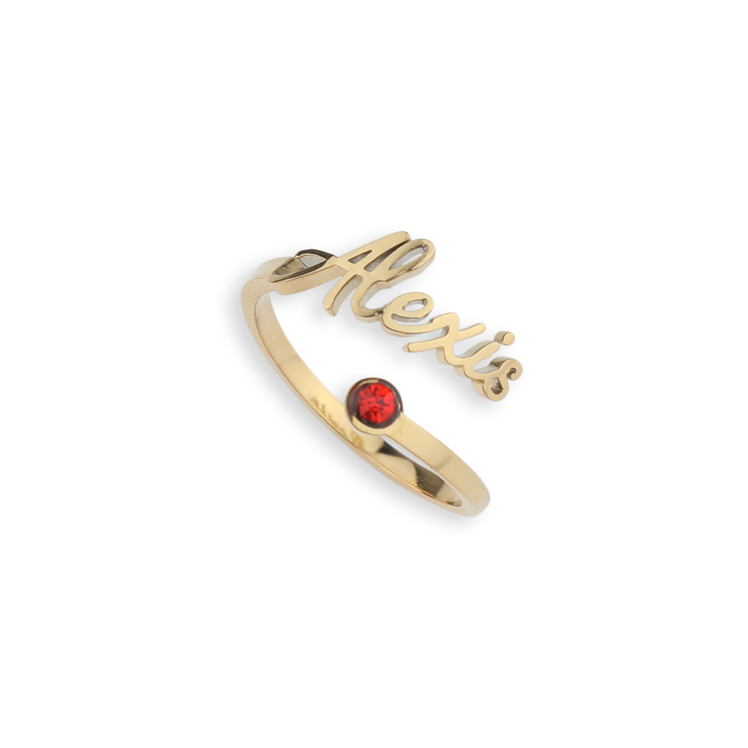 Custom Birthstone Name Ring