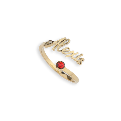 Custom Birthstone Name Ring