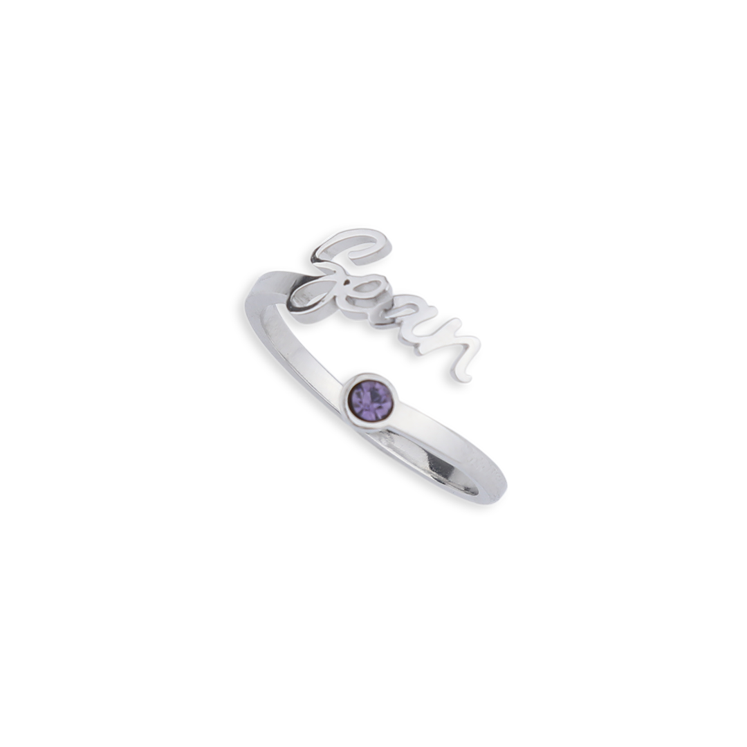 Custom Birthstone Name Ring