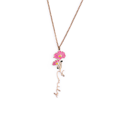 Watercolor Birth Flower Name Necklace