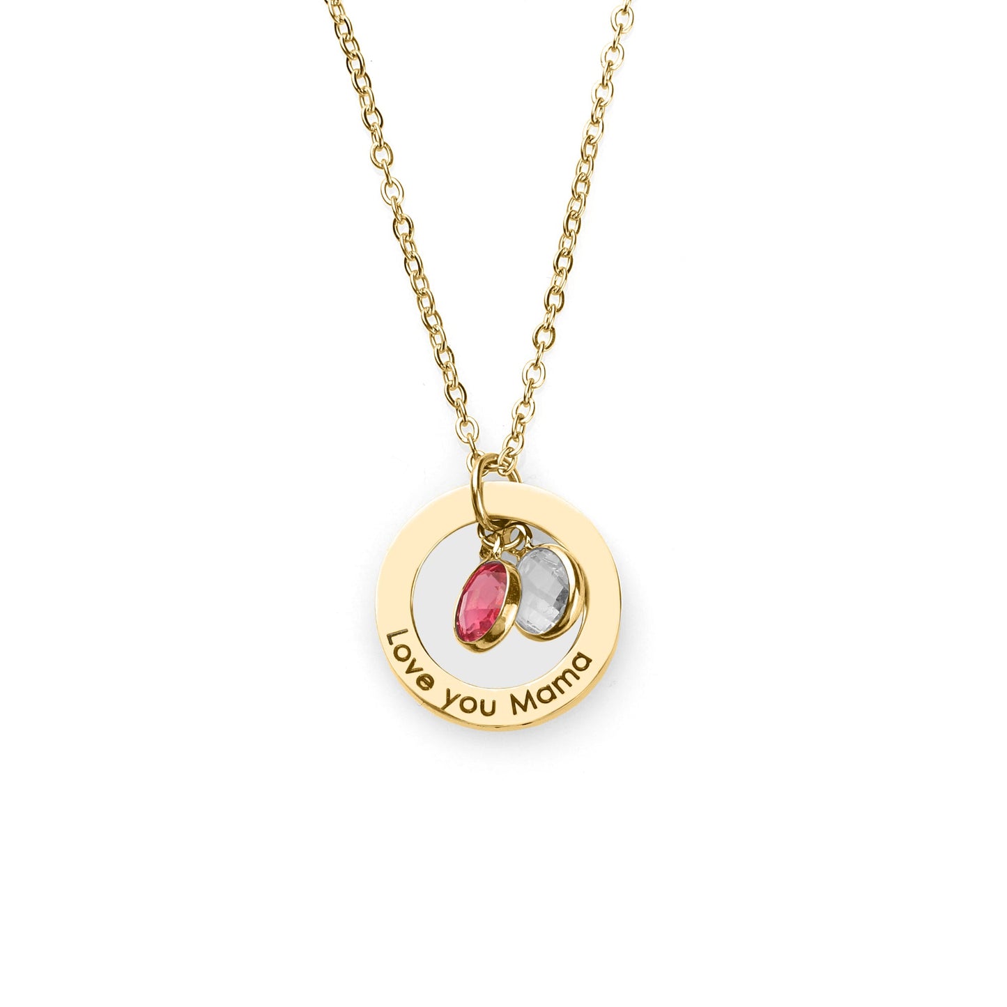 Family Eternal Ring and Birthstones Necklace