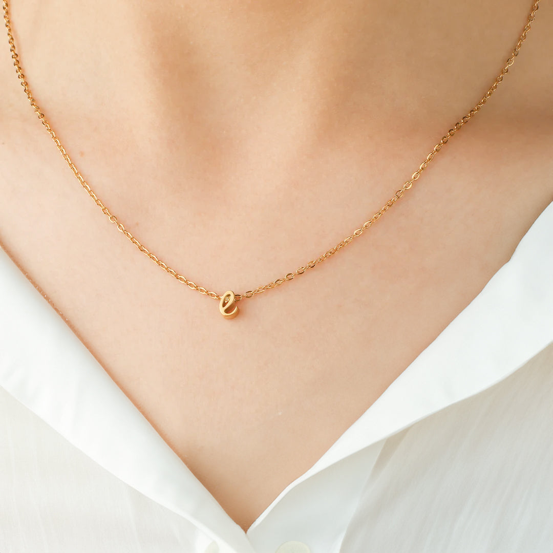 Tiny Initial Script Necklace