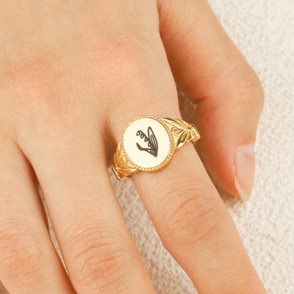 Birth Flower Signet Ring