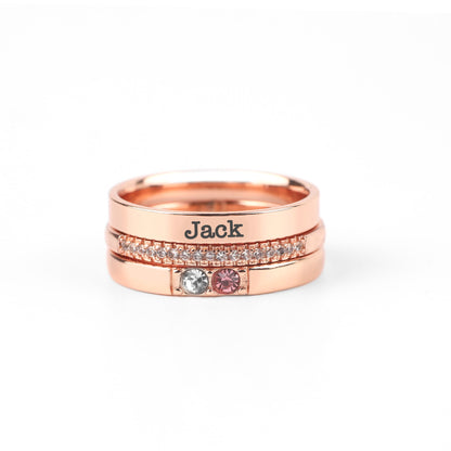 Personalized Birthstones Stacking Name Rings