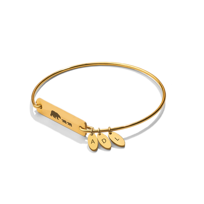 Mama Bear with Cubs Dainty Bangle Bracelet - Up to 5 Cubs