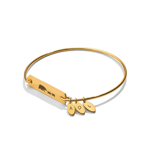 Mama Bear with Cubs Dainty Bangle Bracelet - Up to 5 Cubs