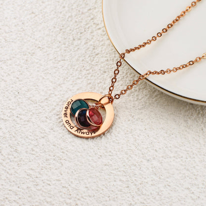 Family Eternal Ring and Birthstones Necklace