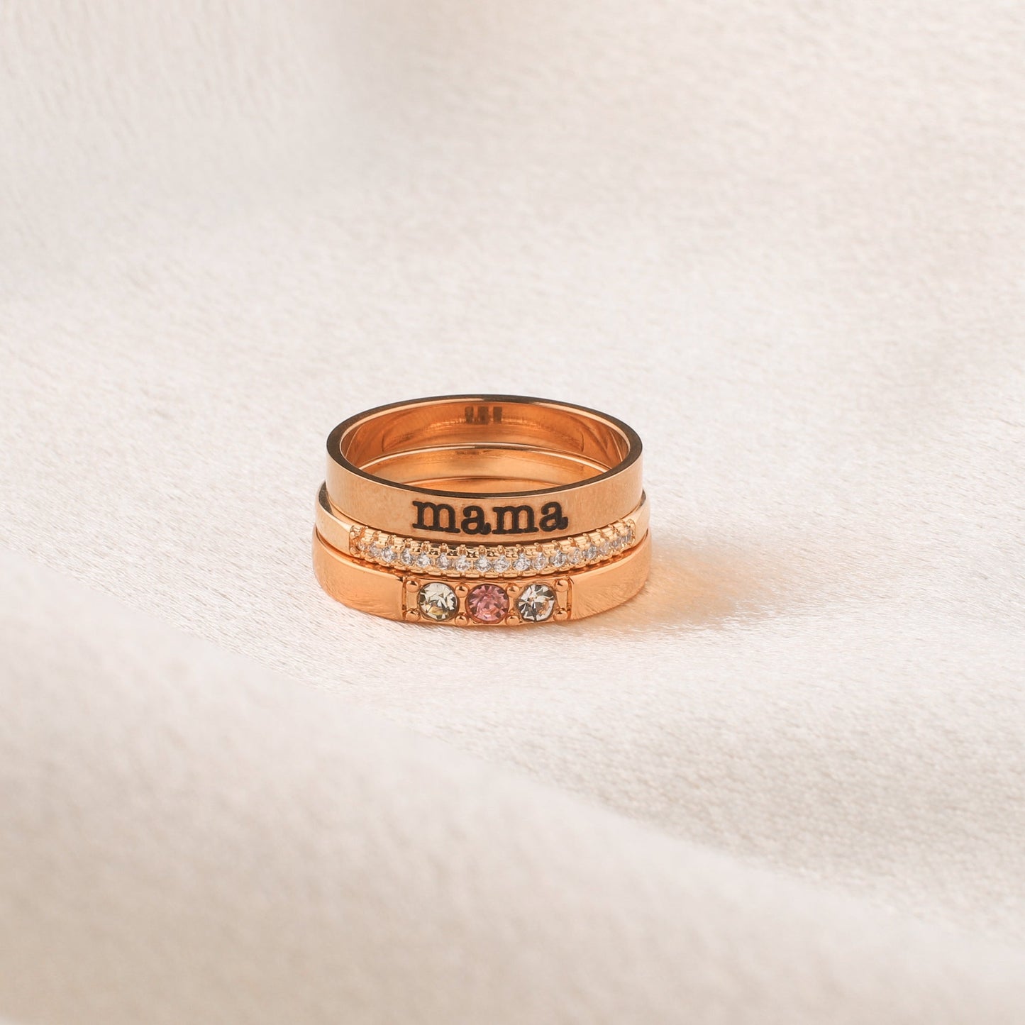 Personalized Birthstones Stacking Name Rings