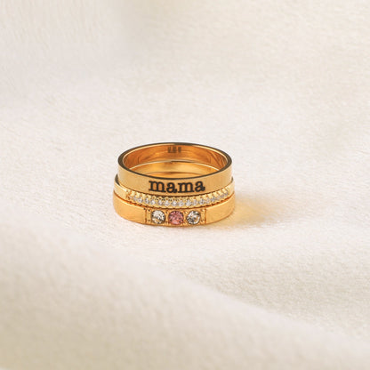 Personalized Birthstones Stacking Name Rings