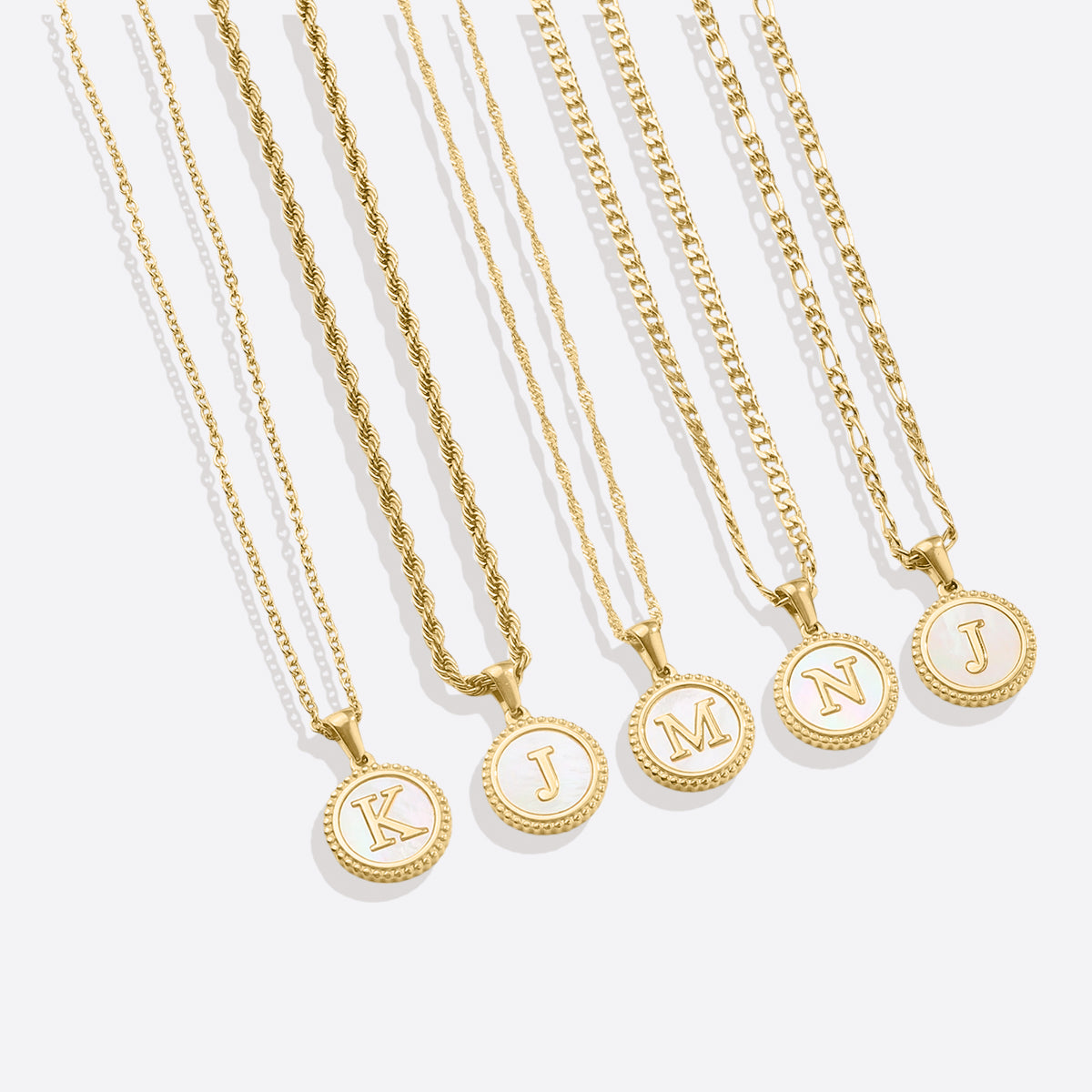 Mother of Pearl Disc Letter Necklace