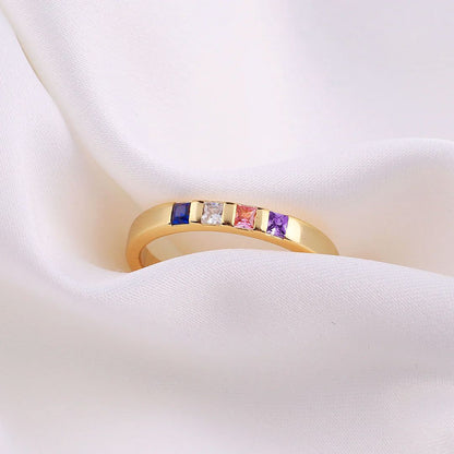 Princess-Cut Birthstone Band Ring