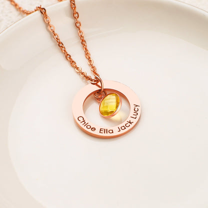 Family Eternal Ring and Birthstones Necklace