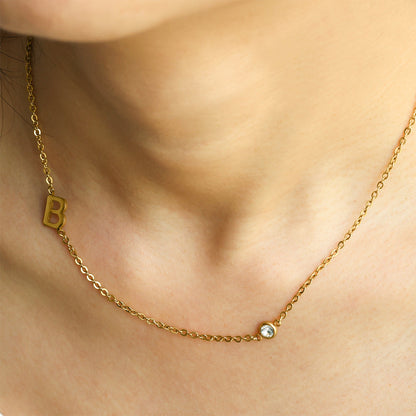 Initial Necklace with Diamond Accent