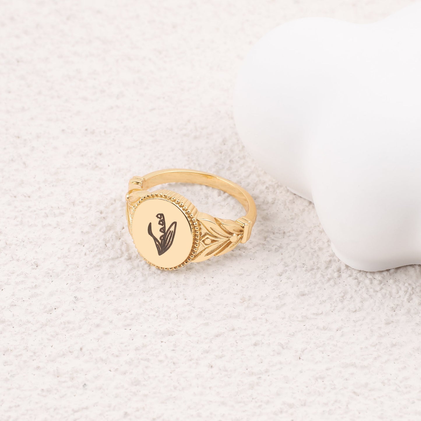 Birth Flower Signet Ring