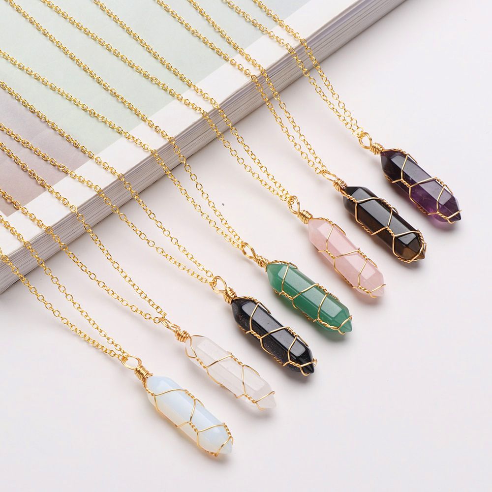 Wire-Wrapped Healing Crystal Point Necklace