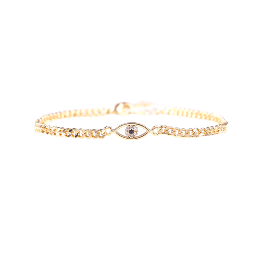 Dainty Cuban Link Chain Evil Eye Bracelet