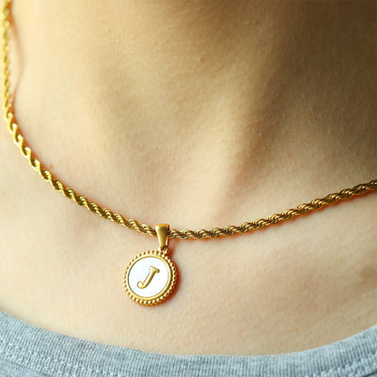 Mother of Pearl Disc Letter Necklace