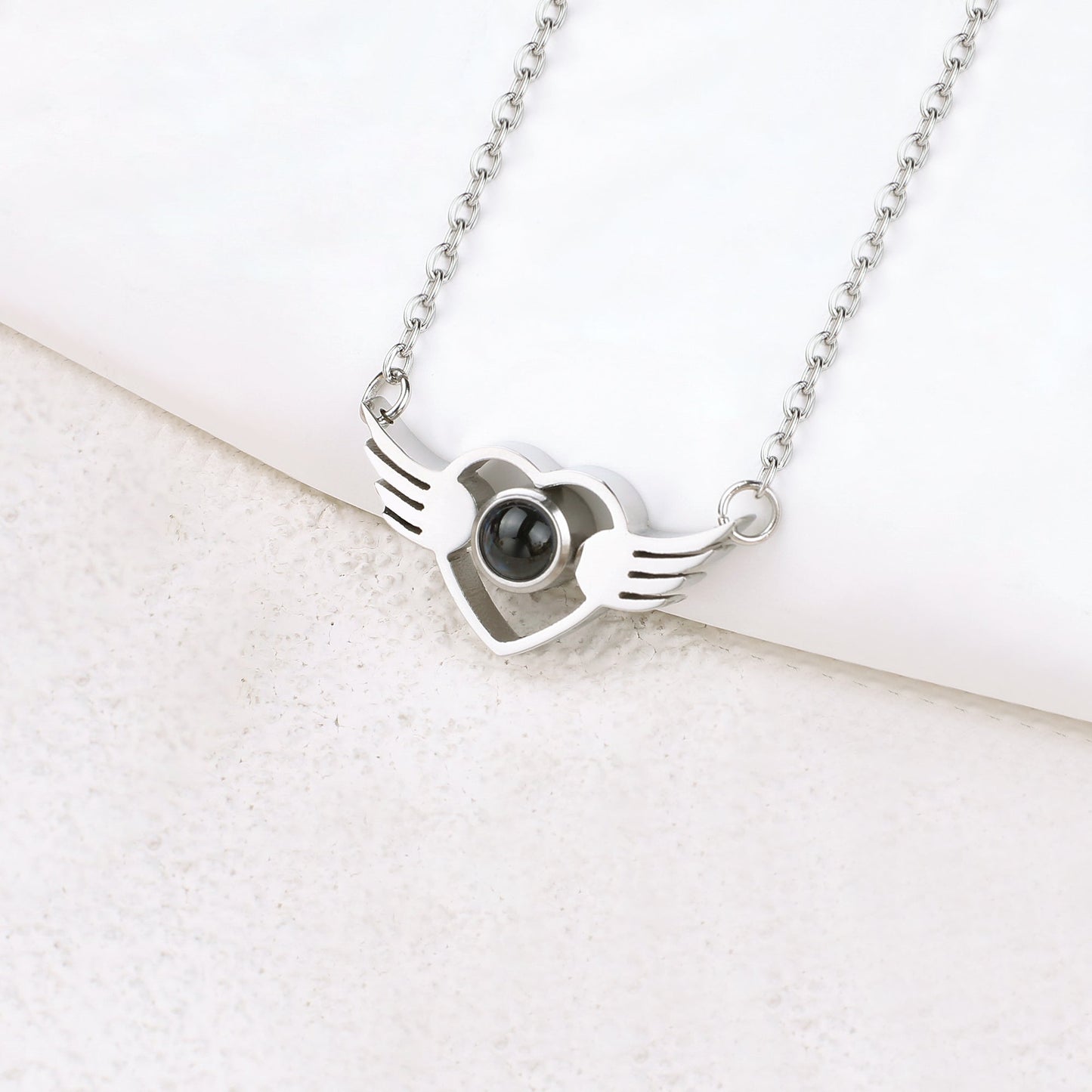 Angel Wings Memorial Photo Necklace