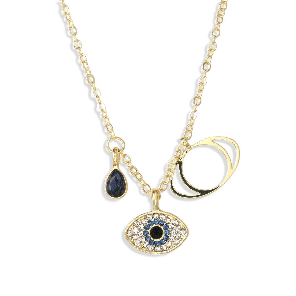 Three Charm Dainty Evil Eye Necklace