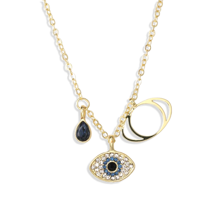 Three Charm Dainty Evil Eye Necklace