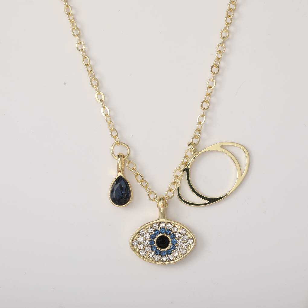 Three Charm Dainty Evil Eye Necklace