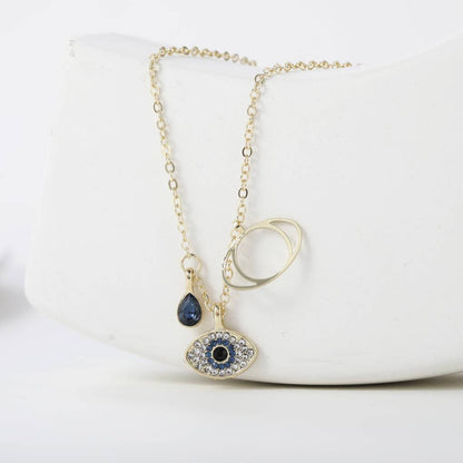 Three Charm Dainty Evil Eye Necklace