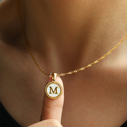 Mother of Pearl Disc Letter Necklace