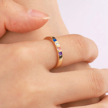 Princess-Cut Birthstone Band Ring