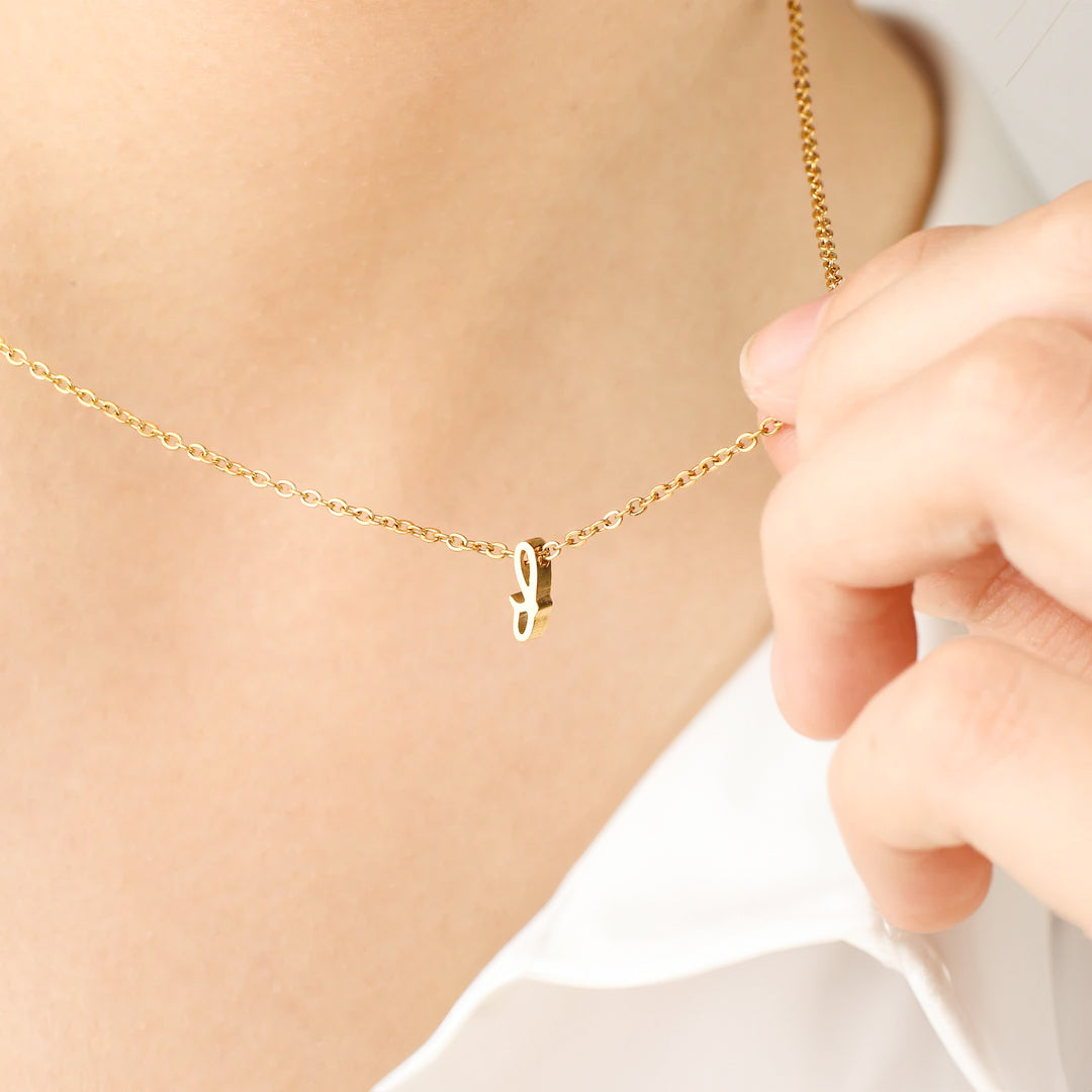 Tiny Initial Script Necklace