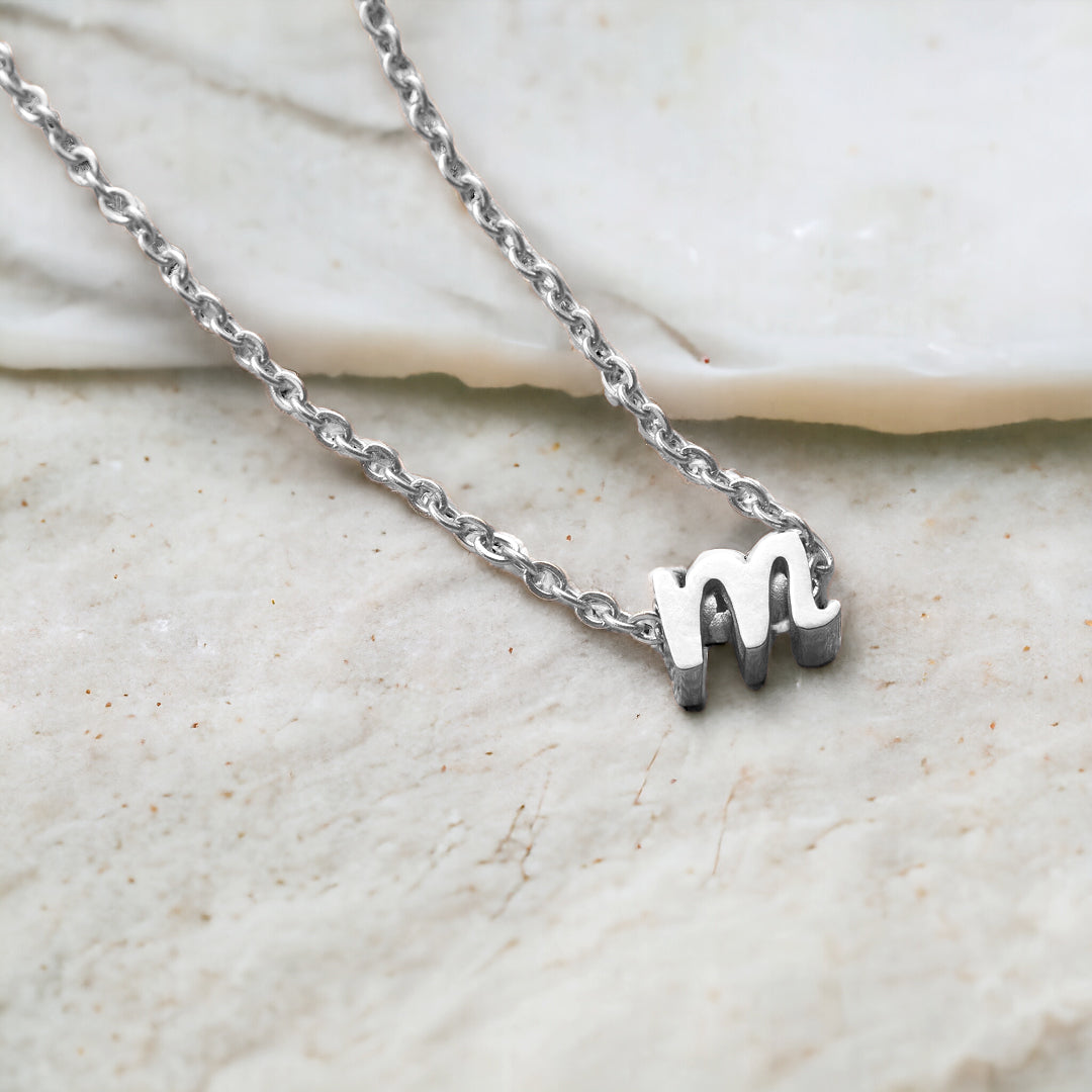 Tiny Initial Script Necklace