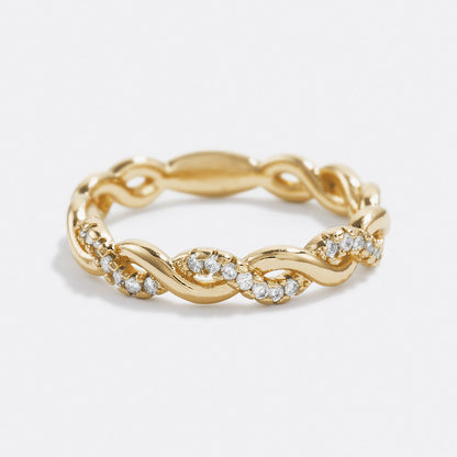 Dainty Pave Twist Stacking Ring