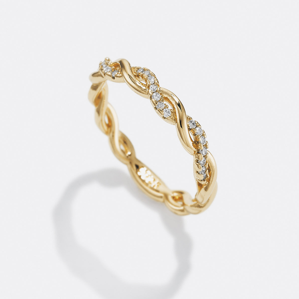 Dainty Pave Twist Stacking Ring