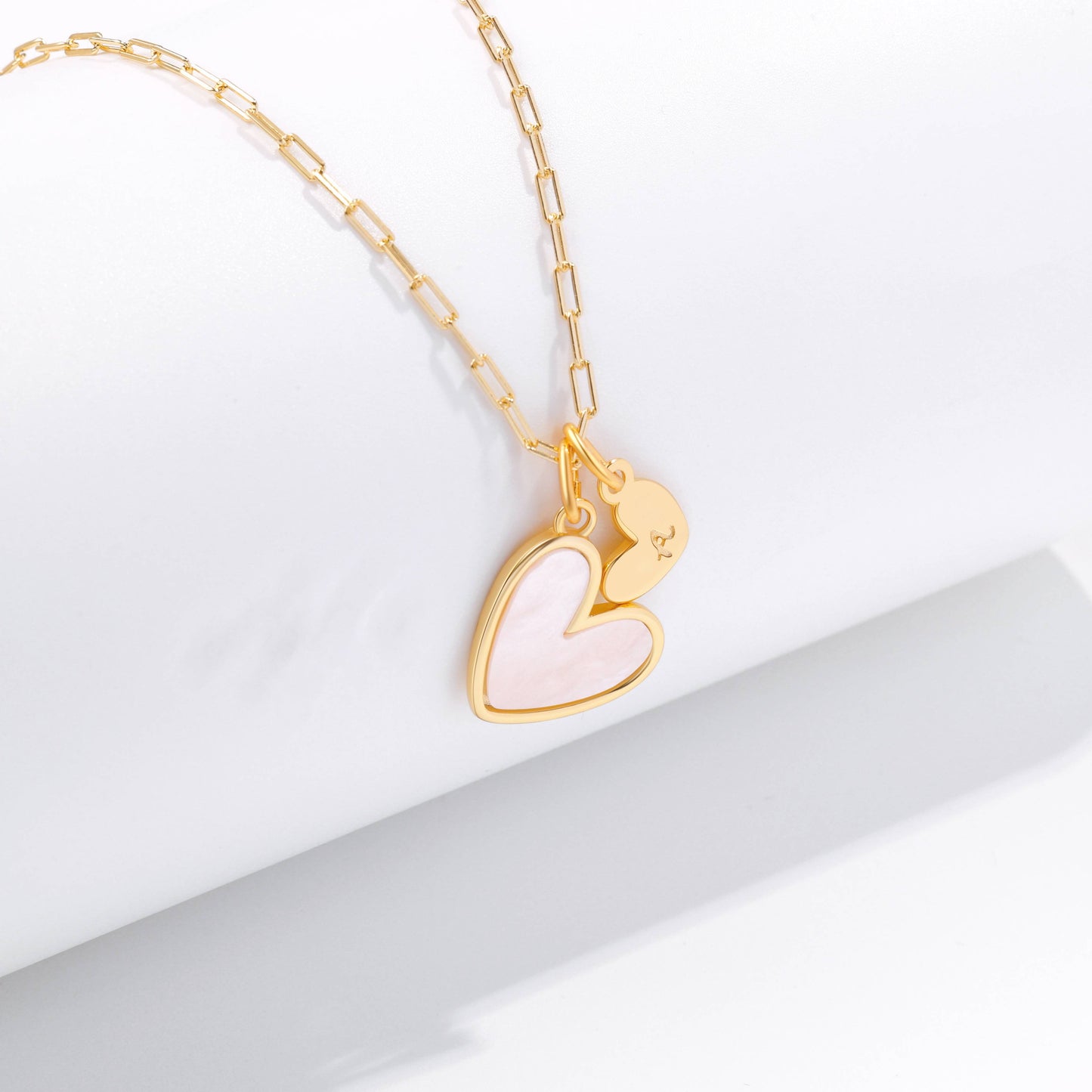 Mother Of Pearl Initial Heart Necklace