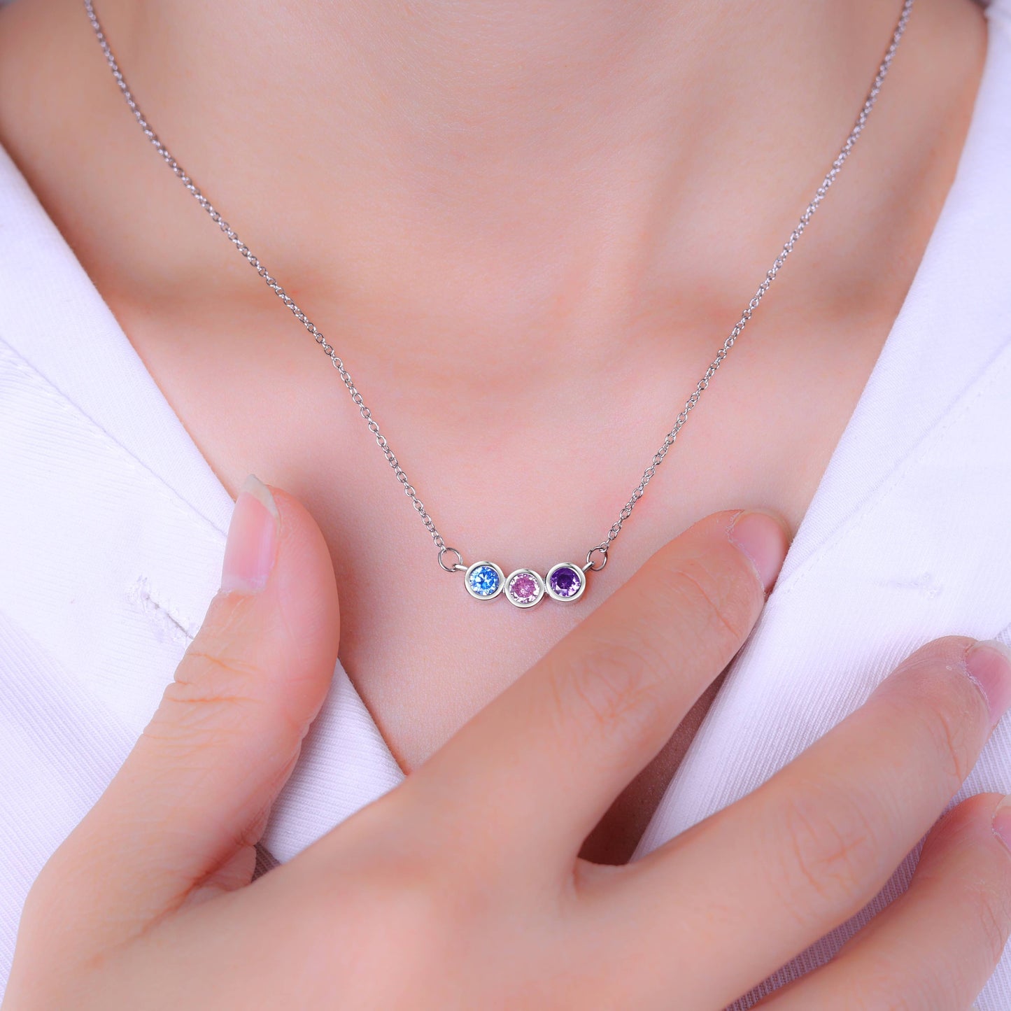 Dainty Family Birthstones Necklace