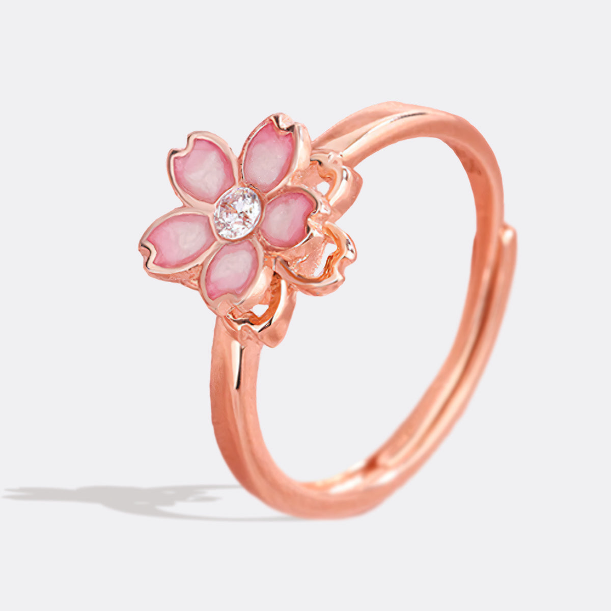 Adjustable Cherry Blossom Spinning Fidget Ring