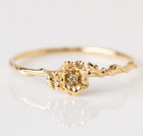 Dainty Gold Birth Flower Ring