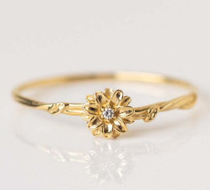 Dainty Gold Birth Flower Ring