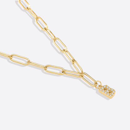 Paperclip Pave Initial Necklace