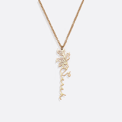 Sterling Silver Birth Flower Name Necklace