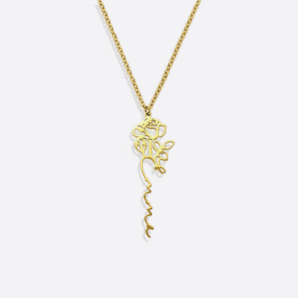 Sterling Silver Birth Flower Name Necklace