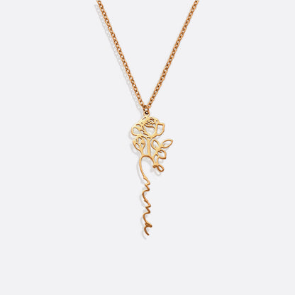 Sterling Silver Birth Flower Name Necklace