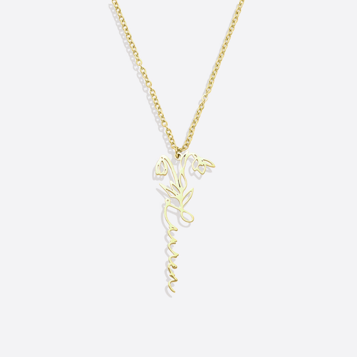 Sterling Silver Birth Flower Name Necklace