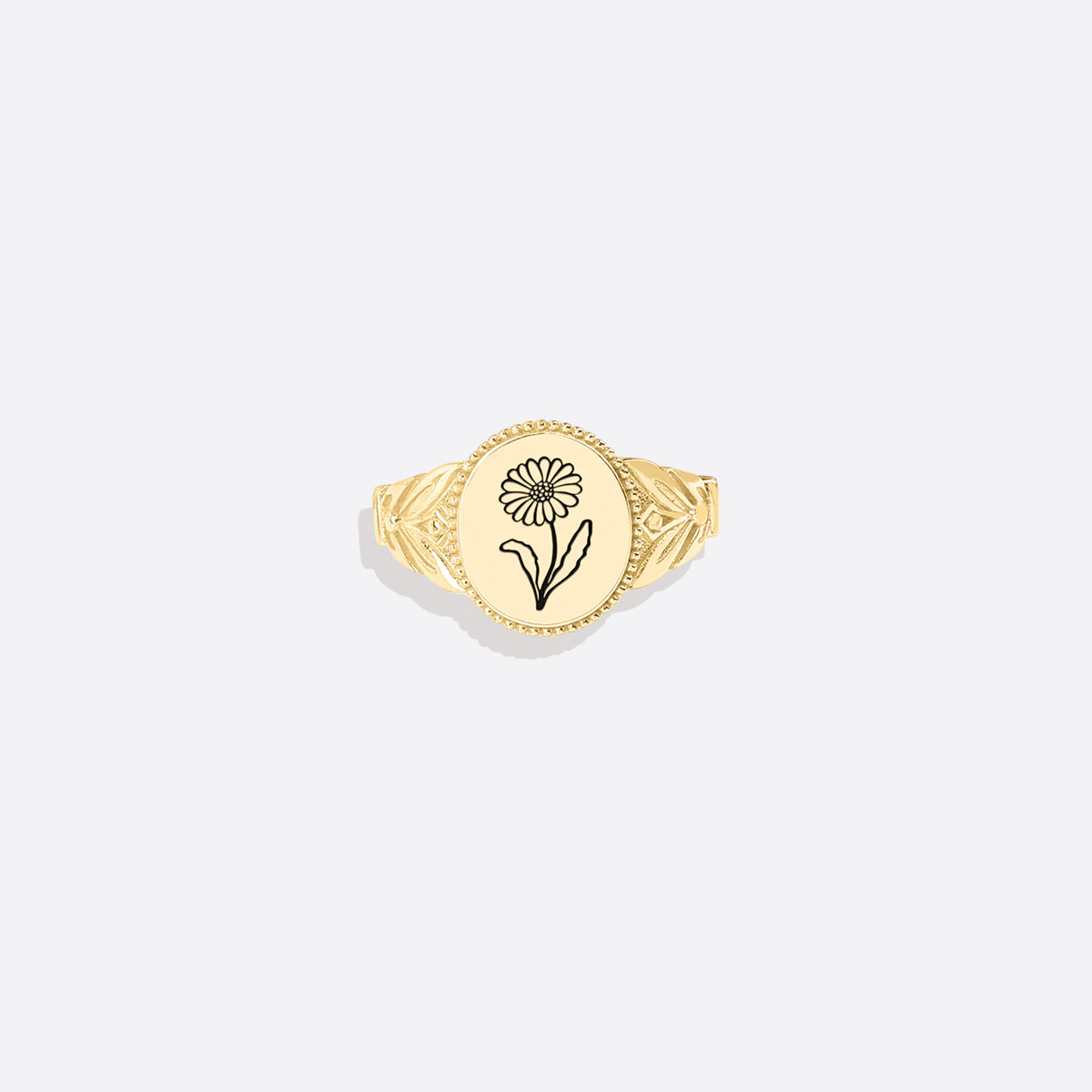 Birth Flower Signet Ring