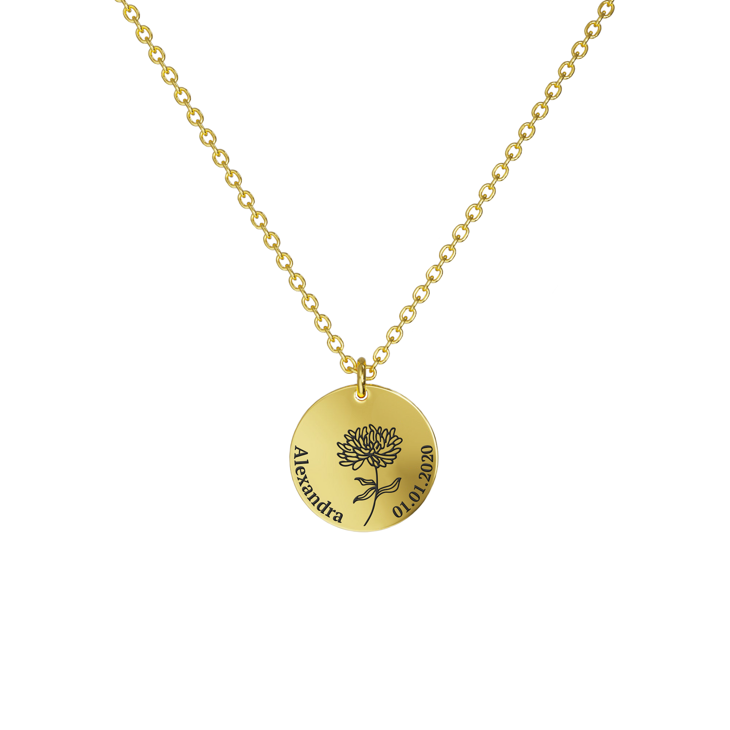 Birth Flower Pendant Necklace