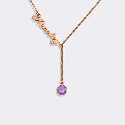 Birthstone Lariat Name Necklace