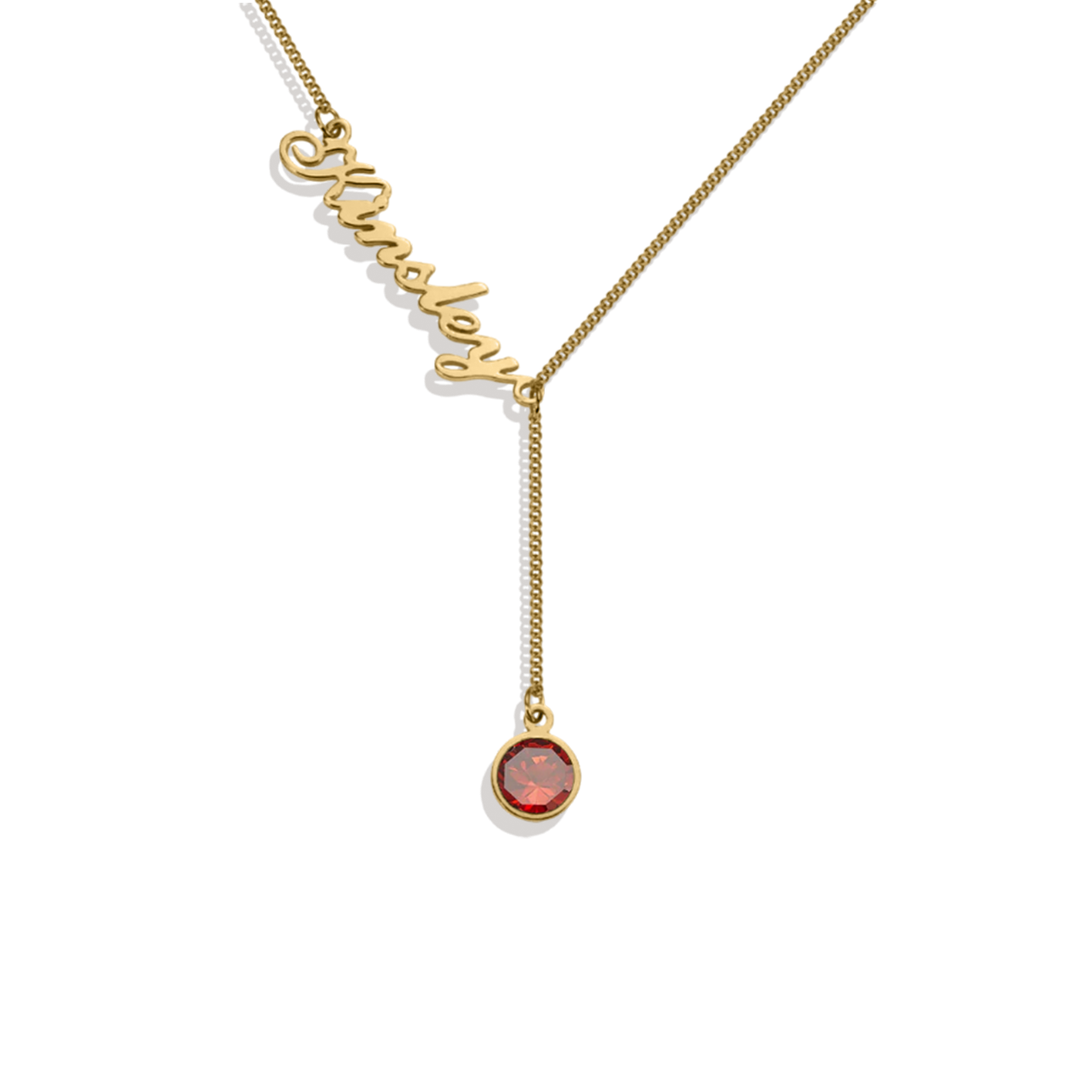 Birthstone Lariat Name Necklace