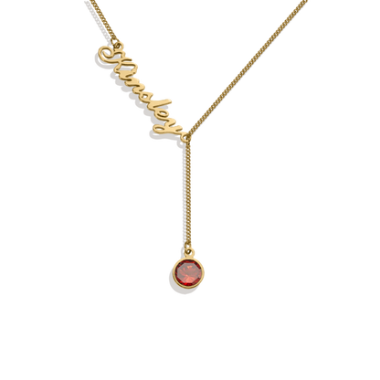 Birthstone Lariat Name Necklace