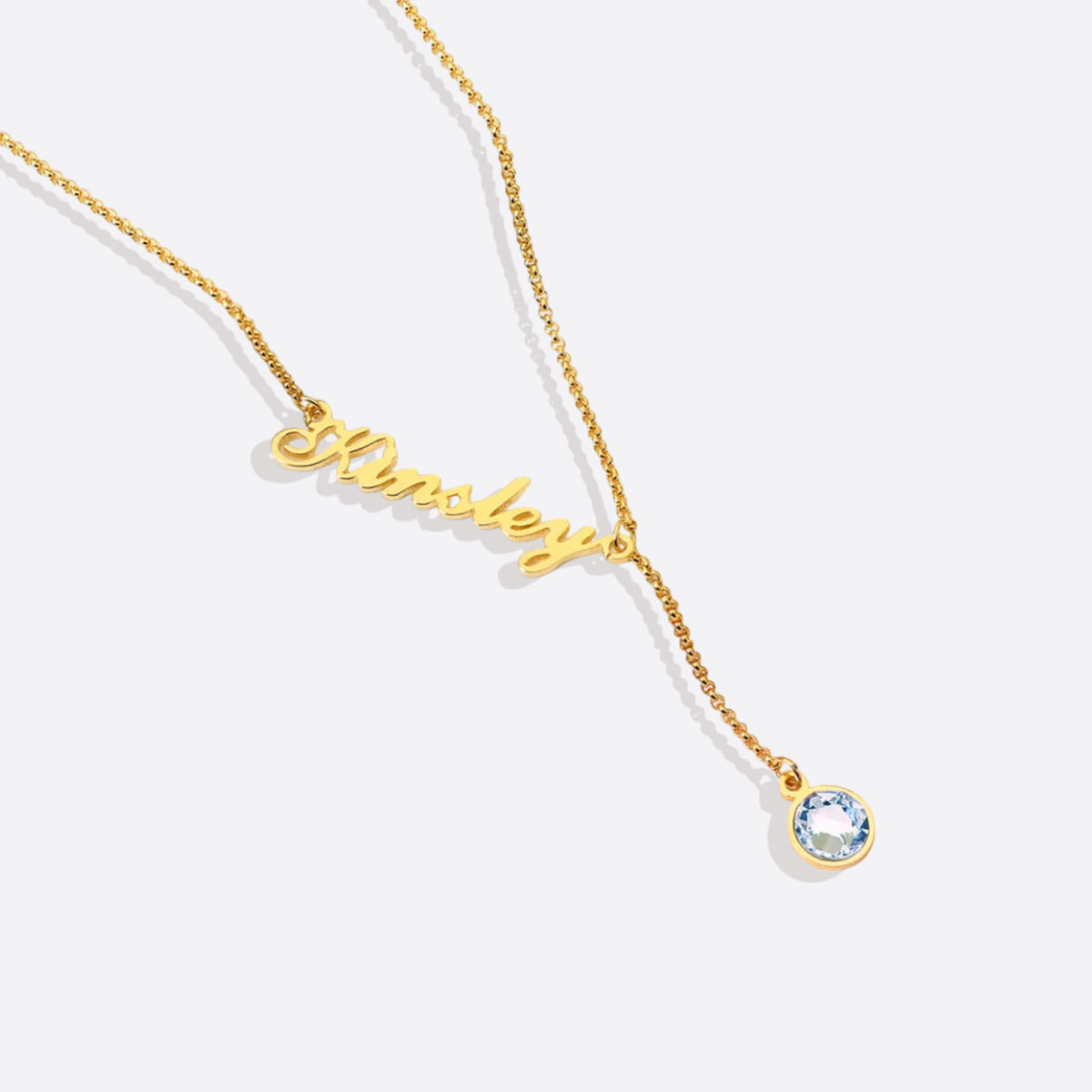 Birthstone Lariat Name Necklace