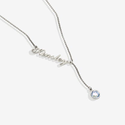 Birthstone Lariat Name Necklace